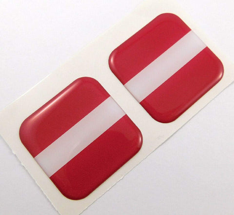 Latvia Flag Square Domed Decal car Bike Gel Stickers 1.5" 2pc