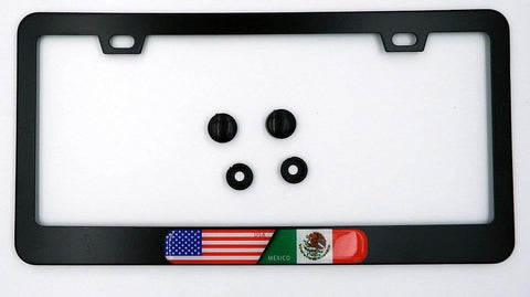 USA/Mexico Flag Metal Black Aluminium Car License Plate Frame Holder