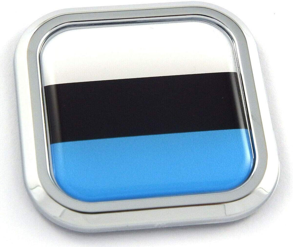 Estonia Flag Square Chrome rim Emblem Car 3D Decal Badge Hood Bumper sticker 2"