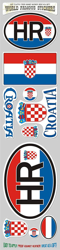 Croatia 10 Stickers Set Croatian Flag Decal Bumper stiker car auto Bike Laptop