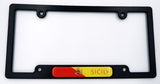 Sicily Black Plastic Car License Plate Frame with Domed Decal Insert Flag Italy