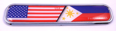 USA/Philippines Flag Chrome Emblem 3D auto Decal Sticker car Bike Boat 5.3"