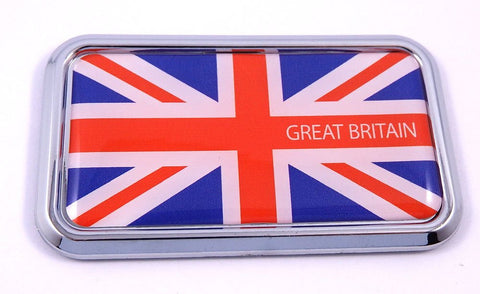 Great Britain British rectanguglar Chrome Emblem 3D Car Decal Sticker 3" x 1.75"
