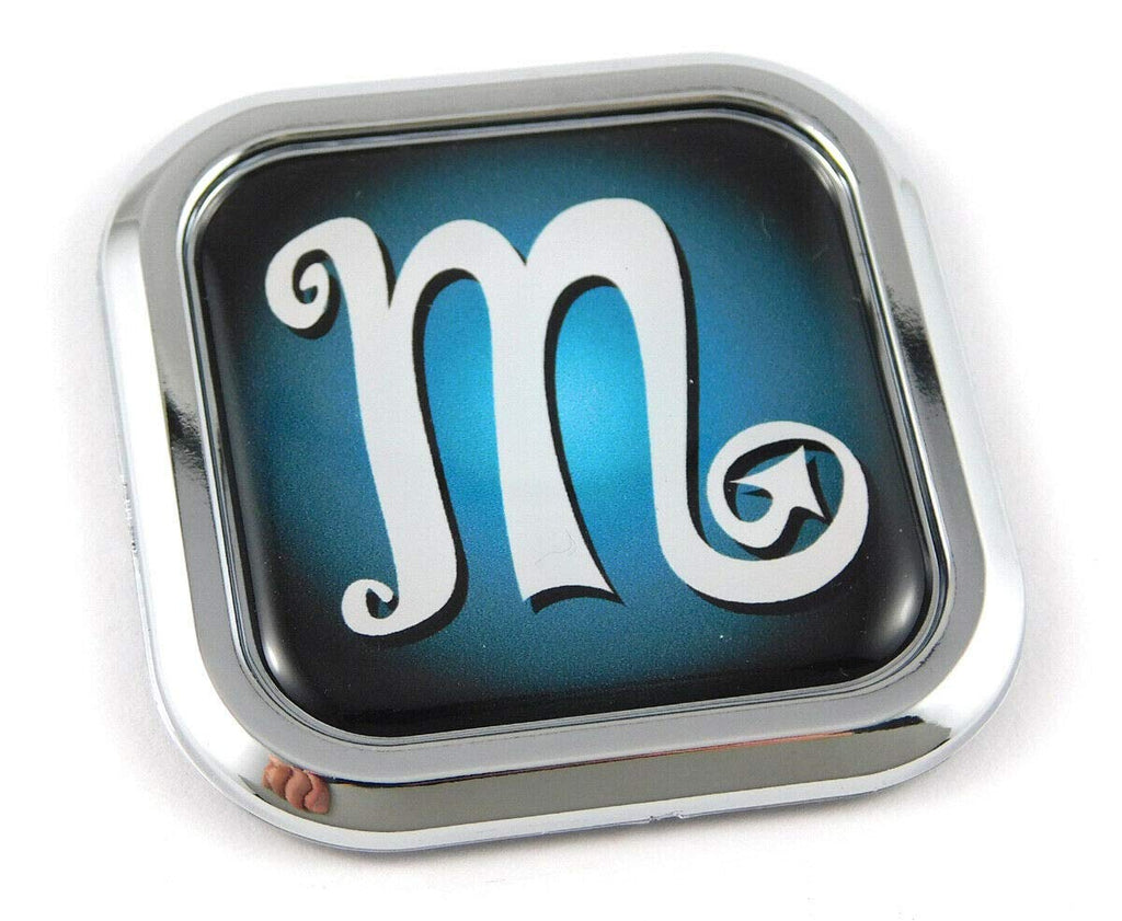 Scorpio Zodiac Square Chrome rim Emblem Car 3D Decal Badge Bumper sticker 2"