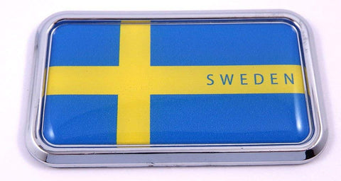 Sweden Swedish rectanguglar Chrome Emblem 3D Car Decal Sticker 3"x1.75"