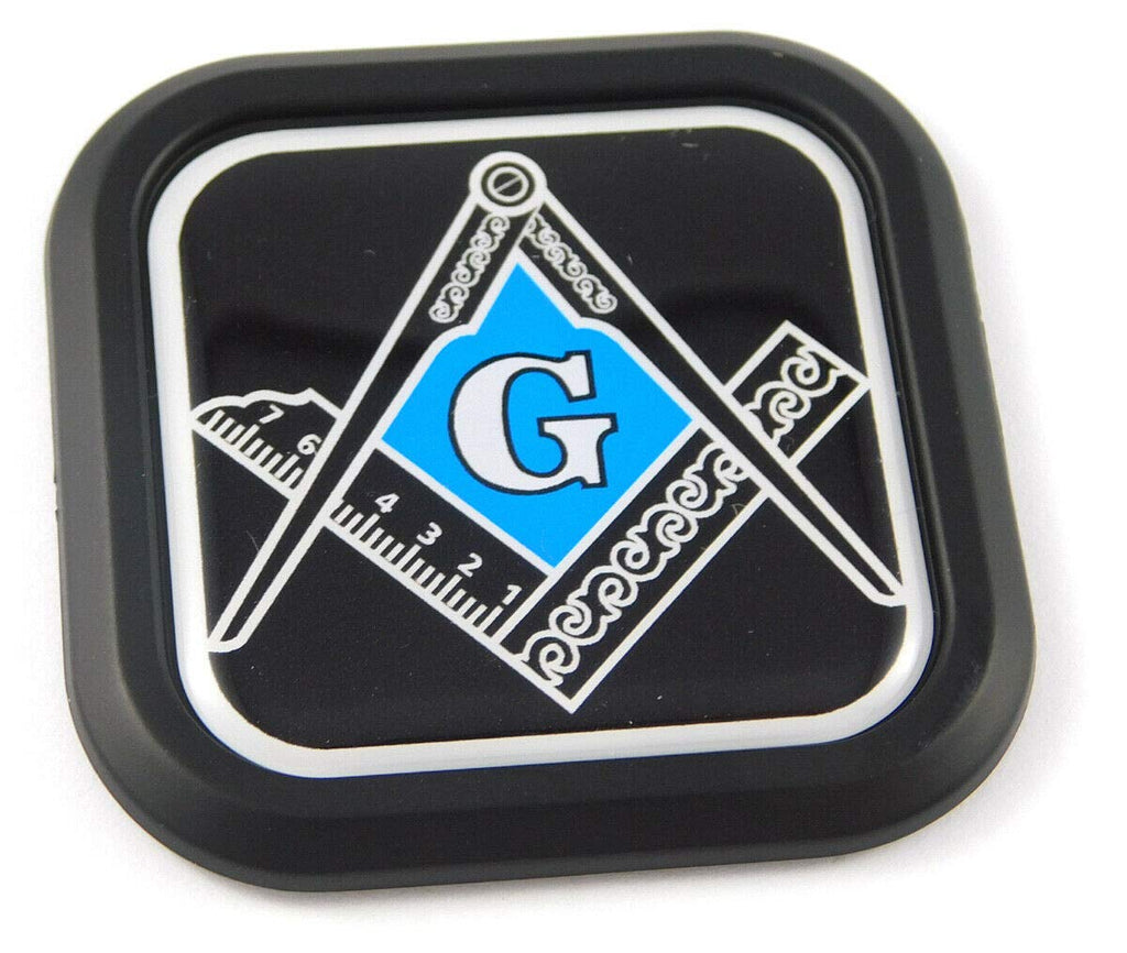 Mason Masonic symbol black Square Black rim Emblem Car 3D Decal Badge Bumper 2"
