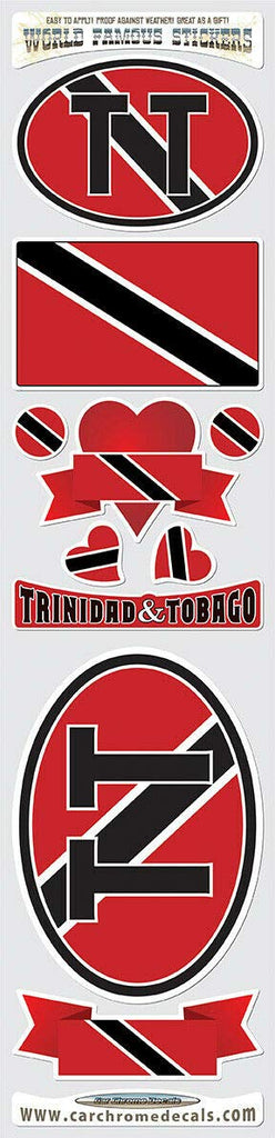 Trinidad and Tobago 10 Stickers Set Flag Decal Bumper stiker car Bike Laptop