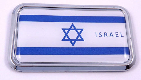 Israel Israeli Flag rectanguglar Chrome Emblem 3D Car Decal Sticker 3" x 1.75"