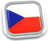 Czech Republic Flag Square Chrome rim Emblem Car 3D Decal Badge Bumper sticker2"