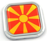 Macedonia Flag Square Chrome rim Emblem Car 3D Decal Badge Bumper sticker 2"