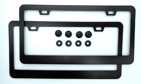 2 Plain Metal Aluminium Black Painted Car License Plate Frames Holders TBMLF2