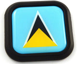 Saint Lucia Flag Square Black rim Emblem Car 3D Decal Badge Bumper sticker 2"