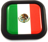 Mexico Flag Square Black rim Emblem Car 3D Decal Badge Hood Bumper sticker 2"