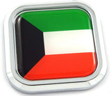 Kuwait Flag Square Chrome rim Emblem Car 3D Decal Badge Hood Bumper sticker 2"