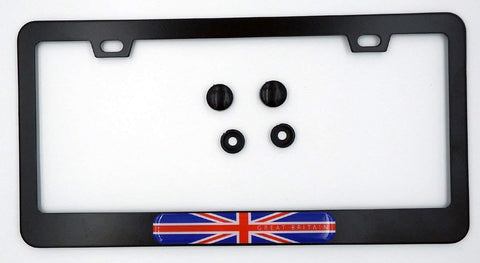Great Britain British Flag Metal Black Aluminium Car License Plate Frame Holder