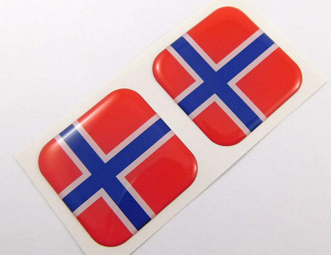 Norway Norwegian Flag Square Domed Decal car Bike Gel Stickers 1.5" 2pc