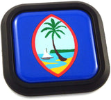 Guam Flag Square Black rim Emblem Car 3D Decal Badge Hood Bumper sticker 2"