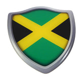 Jamaica Flag Shield Domed Decal 3D Look Emblem Resin car Sticker 2.6"x3"