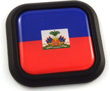 Haiti Flag Square Black rim Emblem Car 3D Decal Badge Hood Bumper sticker 2"