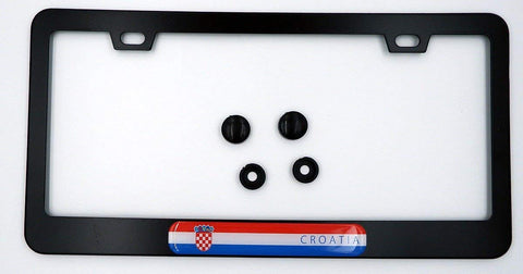 Croatia Flag Metal Black Aluminium Car License Plate Frame Holder