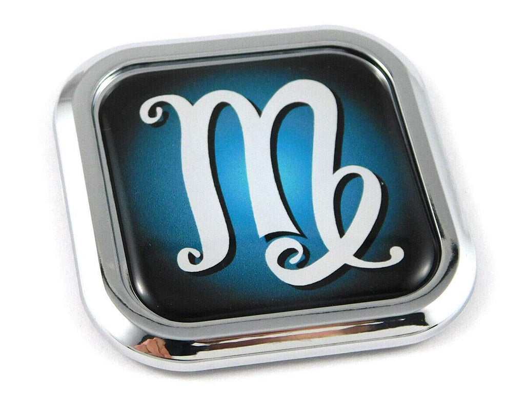 Virgo Zodiac Square Chrome rim Emblem Car 3D Decal Badge Bumper sticker 2"