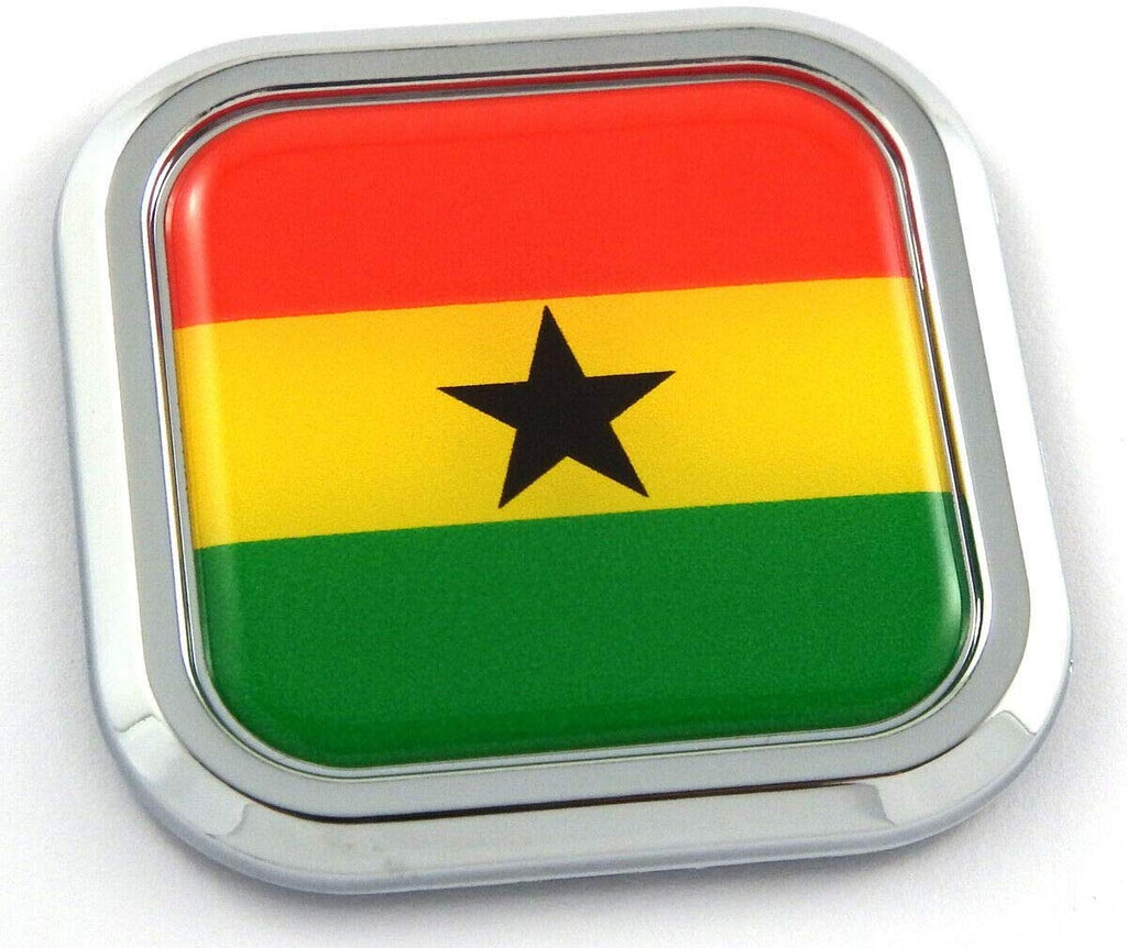 Ghana Flag Square Chrome rim Emblem Car 3D Decal Badge Hood Bumper sticker 2"