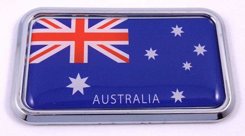 Australia Flag rectanguglar Chrome Emblem 3D Car Decal Sticker 3" x 1.75"