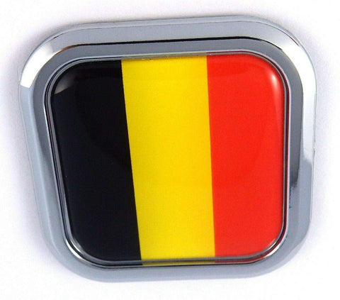 Belgium Flag Square Chrome rim Emblem Car 3D Decal Badge Bumper Hood sticker 2"