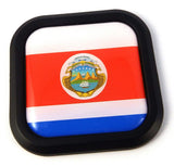 Costa Rica Flag Square Black rim Emblem Car 3D Decal Badge Bumper sticker 2"