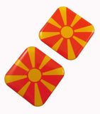 Macedonia Flag Square Domed Decal car Bike Gel Stickers 1.5" 2pc