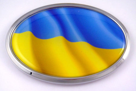 Ukraine Ukrainian Oval Car Chrome Emblem Decal Bumper Sticker Self Adhesive