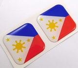 Philippines Philippine Flag Square Domed Decal car Bike Gel Stickers 1.5" 2pc