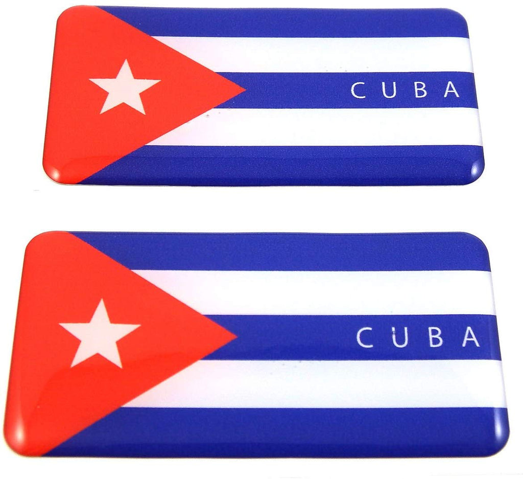Cuba Cuban Flag Domed Decal 3D Sticker Emblem 2.6" Set of 2 Decals