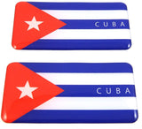 Cuba Cuban Flag Domed Decal 3D Sticker Emblem 2.6" Set of 2 Decals