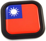 Taiwan Flag Square Black rim Emblem Car 3D Decal Badge Hood Bumper sticker 2"