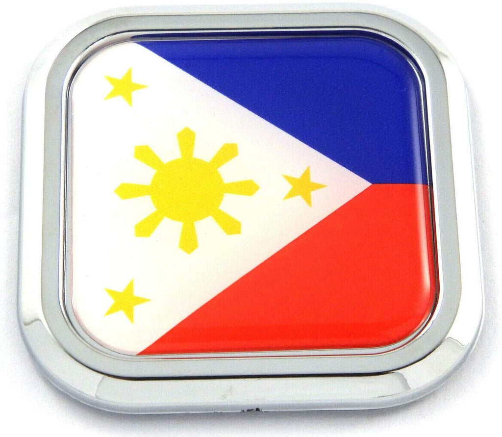 Philippines Flag Square Chrome rim Emblem Car 3D Decal Badge Bumper sticker 2"