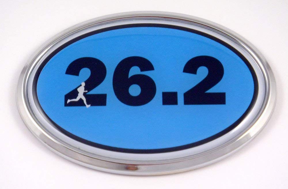 26.2 Marathon Runner Emblem Chrome car Decal Blue auto Dome Sticker Man Men Sport