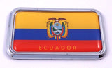 Ecuador Flag rectanguglar Chrome Emblem Car Decal Sticker 3" x 1.75"