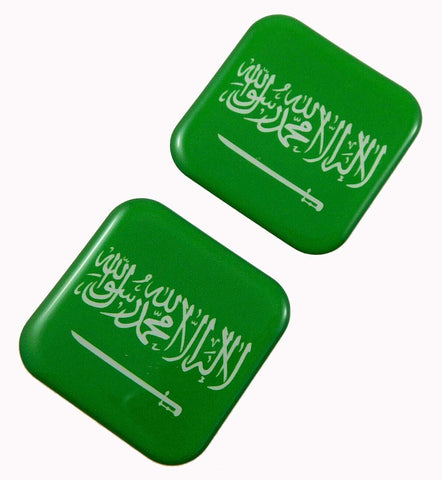 Saudi Arabia Flag Square Domed Decal car Bike Gel Stickers 1.5" 2pc