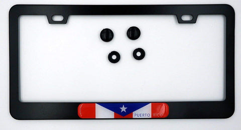 Puerto Rico Flag Metal Black Aluminium Car License Plate Frame Holder