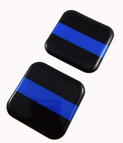 Police Thin Blue line Flag Square Domed Decal car Bike Gel Stickers 1.5" 2pc
