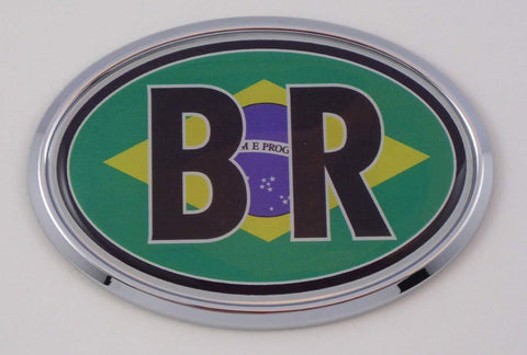 Brazil BR Car Chrome Emblem Bumper Sticker Flag Decal Oval