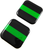 Green line Park Ranger Flag Square Domed Decal car Bike Gel Stickers 1.5" 2pc