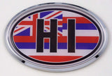 Hawaii HI Flag Car Chrome Emblem Bumper Sticker Flag Decal Oval