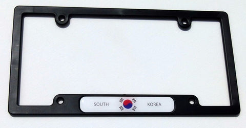 Korea South Korean Flag Black Plastic Car License Plate Frame Domed Decal Insert