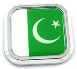 Pakistan Flag Square Chrome rim Emblem Car 3D Decal Badge Hood Bumper sticker 2"