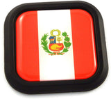 Peru Flag Square Black rim Emblem Car 3D Decal Badge Hood Bumper sticker 2"