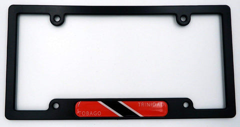 Trinidad Tobago Black Plastic Car License Plate Frame w/Domed Decal Insert Flag