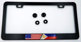 USA/Philippines Flag Metal Black Aluminium Car License Plate Frame Holder