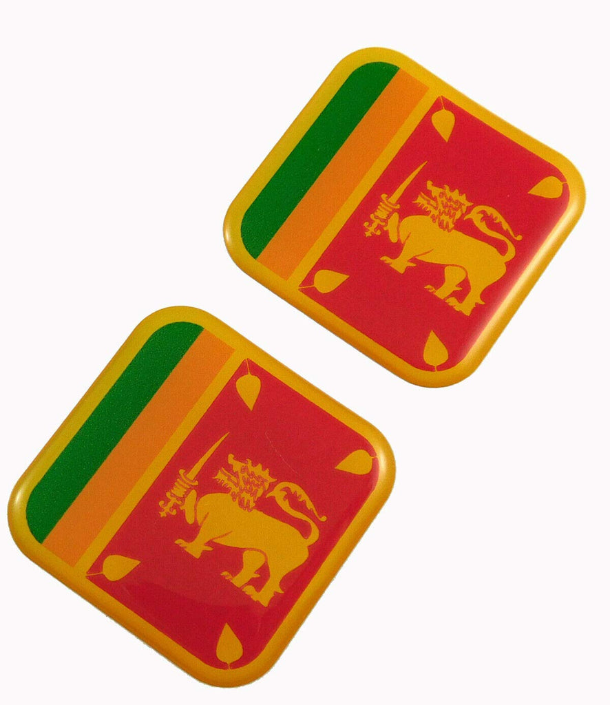 Sri Lanka Flag Square Domed Decal car Bike Gel Stickers 1.5" 2pc